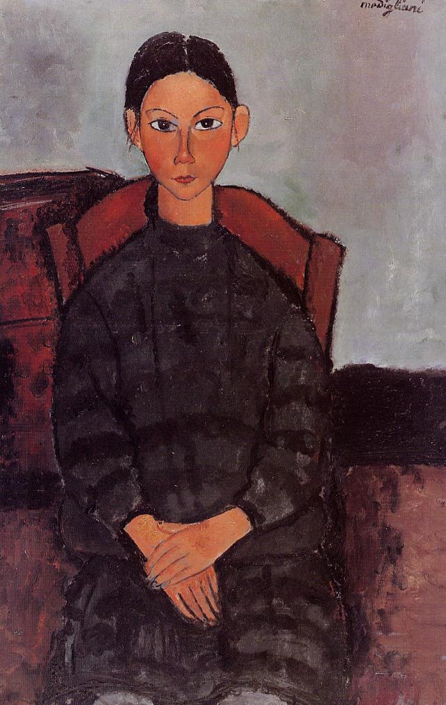 Young Girl in a Black Apron - Amedeo Modigliani Paintings